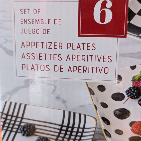 NEW Appetizer Dessert Ceramic Square Plates by Over & Back - Black/White NIB  7” - Picture 3 of 7